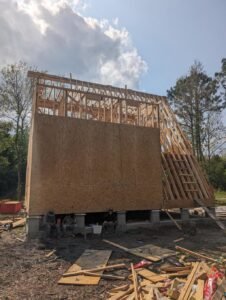 A-frame home construction in Lafayette, LA by WTH Construction.
